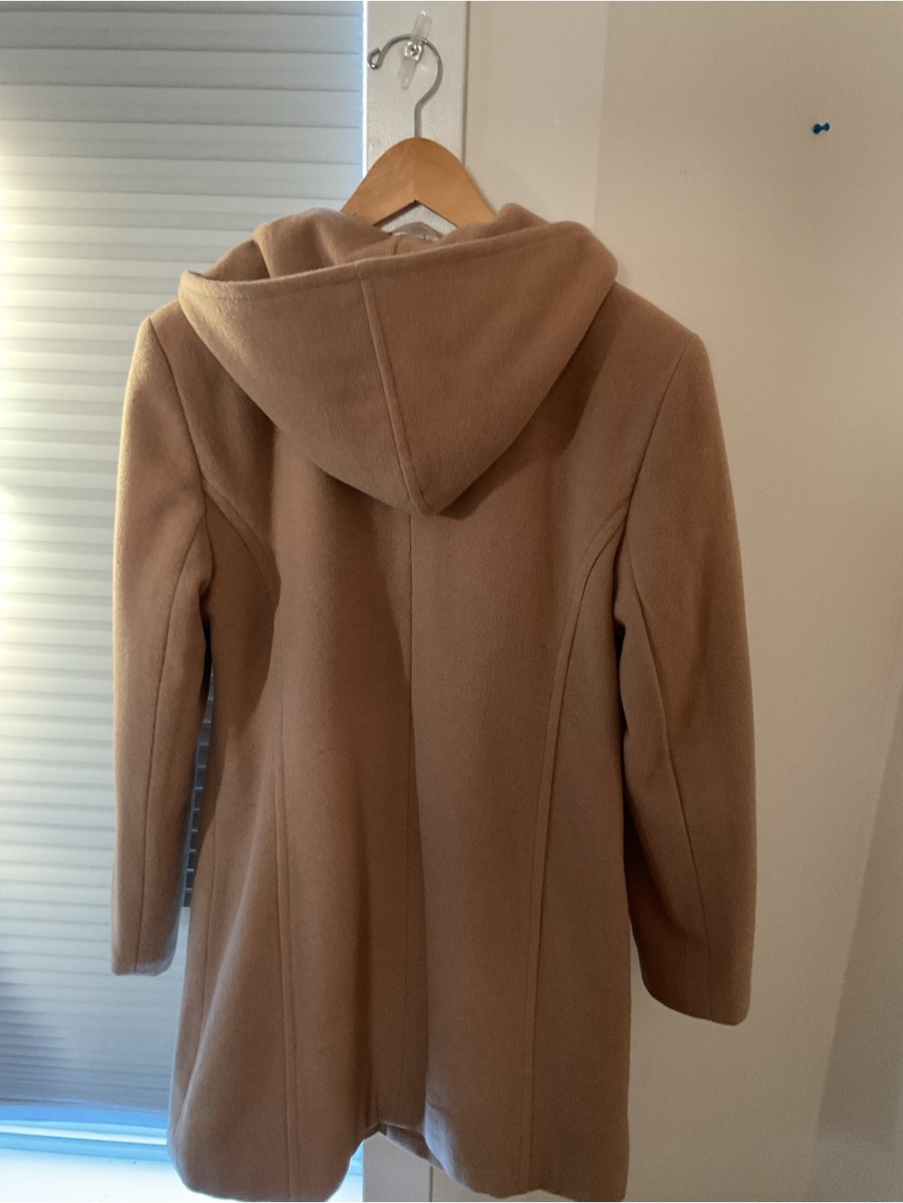 Women's Hooded Wool-Blend Coat in Camel